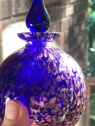 Vintage Cobalt Blue And Gold Glass Ball With Sphere Top 4x6.  5
