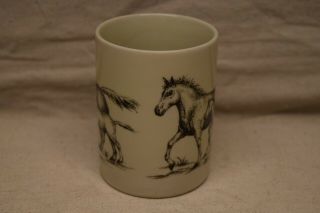 Vintage Otagiri Stoneware Horse and Foal Coffee Mug White Brown Cup Japan Retro 2