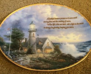 Thomas Kinkade Guiding Lights Plate “a Light In The Storm”