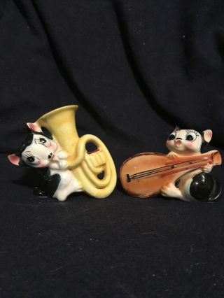Vintage Cute Musician Kitty Cats Salt And Pepper Shakers