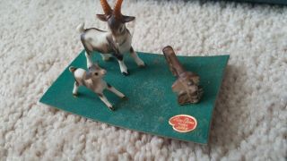 Vintage Miniature Goat/ram Family 3 Figurines,  Baby Bone China Japan Napco