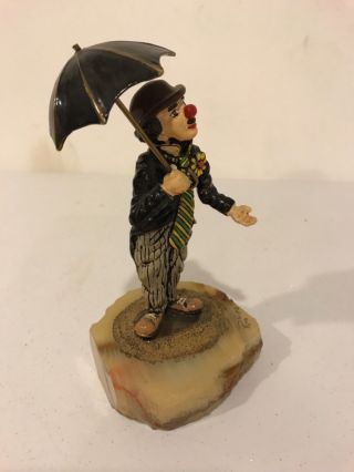 Ron Lee Clown Sculpture on Onxy with 24K Gold Signed 1982 4