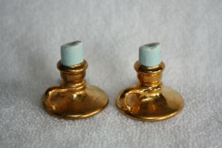 Arcadia Miniature CANDLES IN CANDLE HOLDERS Mini Salt And Pepper Set 3