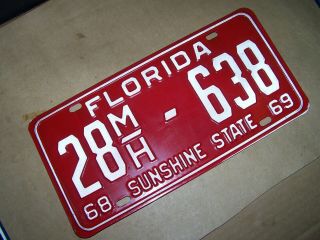 Vintage Florida " The Sunshine State " 68 - 69 License Plate