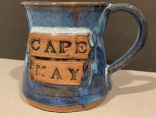 Cape May Nj Hand Thrown Drip Glaze Pottery Ceramic Mug Stoneware