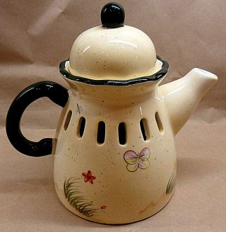 Home Interiors Homco Candle Jar Shade Topper Coffee Pot 7 " Tall Vgc