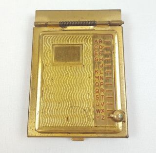 Miniature Vintage Telephone Address Book Gold Tone Metal Rolodex