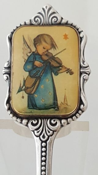 Vintage Enamel Silver Plated Souvenir Spoon With An Angel