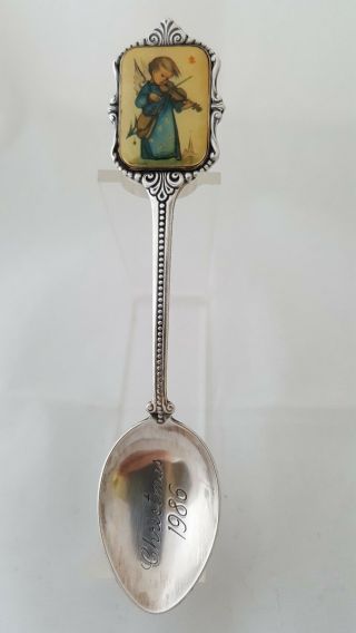 VINTAGE ENAMEL SILVER PLATED SOUVENIR SPOON WITH AN ANGEL 2