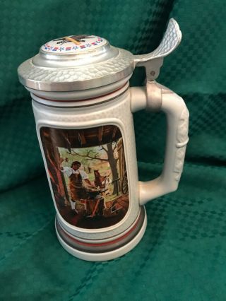 1985 Avon,  " The Building Of America,  The Blacksmith " Beer Stein