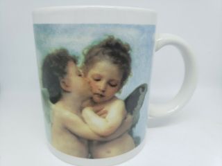 Cherubs Angel Kissing First Kiss By William Bouguereau Ceramic Right Handed Mug