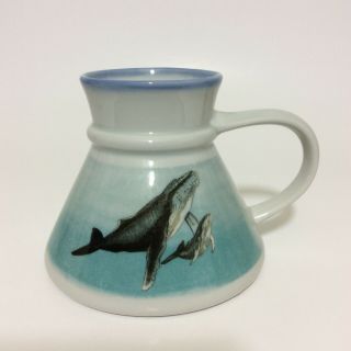 Otagiri Japan Hand Crafted Coffee Mug Cup Whales Wide Bottom Non Slip 16 Oz