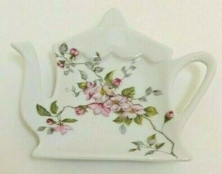 Vintage Fielder Keepsakes Fine Porcelain Floral Teapot Tea Bag Caddy/holder