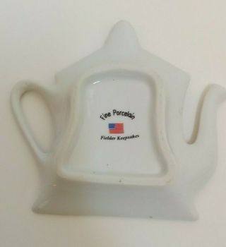 Vintage Fielder Keepsakes Fine Porcelain Floral Teapot Tea Bag Caddy/Holder 2