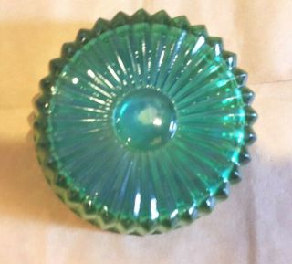 Vintage Mid - Century Blue &Green Glass Art Swan Candy Dish Trinket Box 5