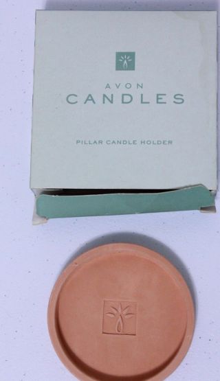 Avon Pillar Candle Holder Terracotta Colored Base Plate