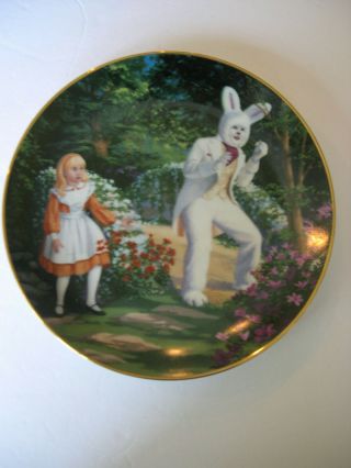 Alice In Wonderland The White Rabbit Royal Wickford Porcelain Plate 1985 Hpm