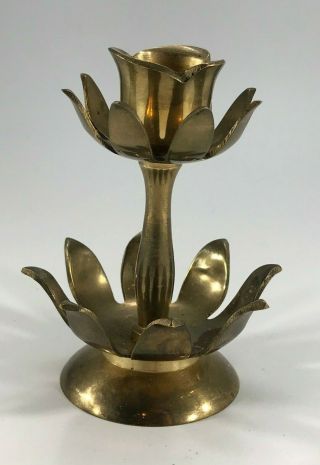 Vintage Brass Lotus Flower Tulip Candlestick Holder Candle Holder India Unique