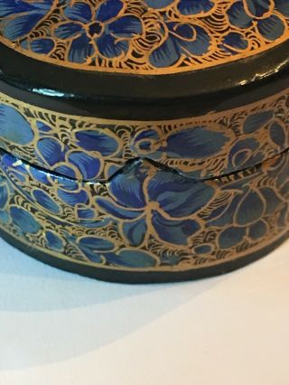 2 Vintage FLORAL TRINKET BOXES - made in Kashmir India - lacquer paper mache box 4