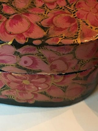 2 Vintage FLORAL TRINKET BOXES - made in Kashmir India - lacquer paper mache box 5