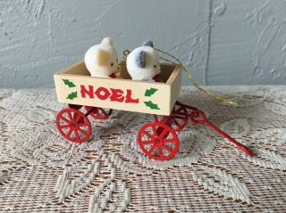 Avon " Teddies In A Wagon " Christmas Onament Vintage Teddy Bears Noel
