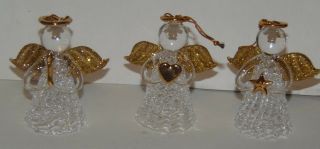 Spun Glass Angel Ornaments Avon Set Of 3 - Each 3 " Tall