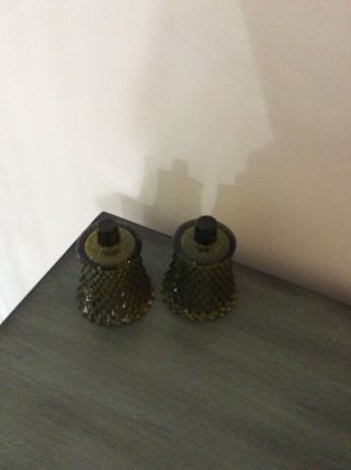Home Interior / Homco Set Of 2 Green Diamond Cut Votive Cups / Candle Holders