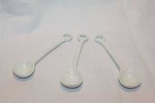 Vintage White Baby Or Tasting Spoons - Set Of 3