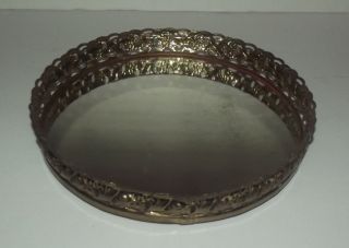 Mirror Dresser Tray With Gold Color Trim