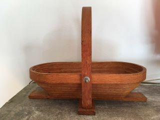 Vintage Hand Made Folk Art Collapsible Wooden Basket Trivet 1987