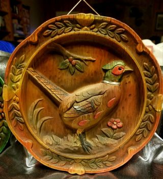 NAPCOWARE IMPORT JAPAN: 3 - D game bird wall plaque plates marked C - 8105 & labeled 3