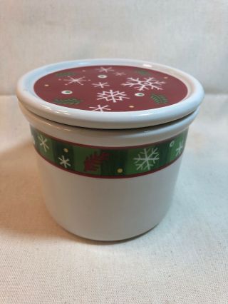 Longaberger Snowflake One Pint Crock Lid Coaster Candle Holder Holiday Pottery