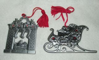 2 Avon Source Of Fine Collectibles 2007 / 2009 Pewter Christmas Ornaments
