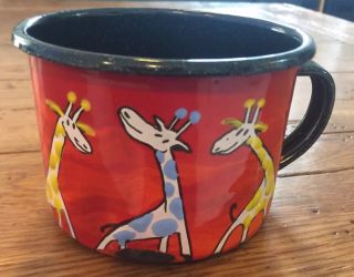 Metal/enamel Smaltum Coffee Mug Giraffes Vibrant Whimsical ♧