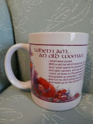 Red Hat Society Mug,  Elizabeth Lucas Designs,  When I Am An Old Woman