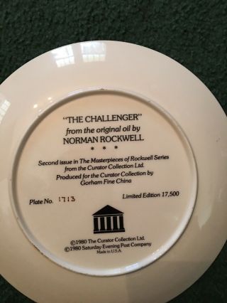 1980 Norman Rockwell “The Challenger” Collectors Plate Limited Edition 1713 2