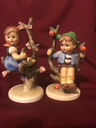 Vintage Goebel Hummel Figurine Apple Tree Boy & Girl 141 142 Set W Germany