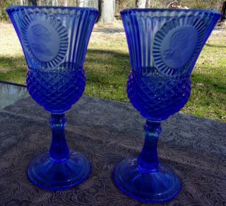 Elegant Avon Royal Sapphire Blue Cobalt George/martha Washington Glasses