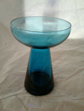 Teal Blue Glass Flower Bulb Forcing Vase Holder