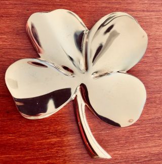 Vintage 24k Gold Plate 4 Leaf Clover Paperweight Gerity St Patricks Day Shamrock