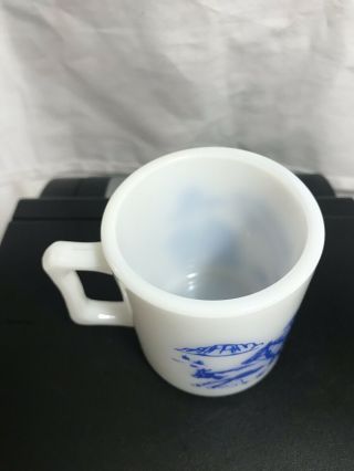 Hopalong Cassidy Mug Blue Print on White Milk Glass Vintage 4