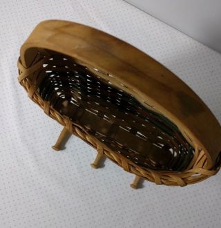 Woven Wicker Wall Pocket Basket with Handle & Hanging Hooks 13  x 8.  5  Vintage 5