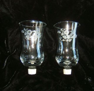 Vtg Set Of 2 Home Interiors Clear Glass W/hummingbird Votive Cups Candle Holders