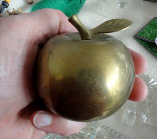 Solid Brass Apple Bell W Clapper Desk Model 2 1/2 " X 2 1/2 " Collectible