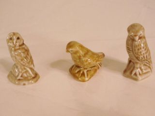 Vintage Wade Red Rose Tea Birds Of Prey Owl Hawk Falcon Figurines Set Of 3