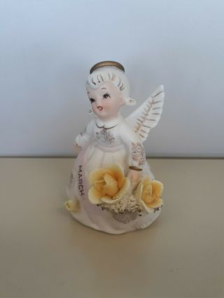 Vintage Lefton Ceramic Japan March Birthday Angel Girl Figurine Numbered 3332