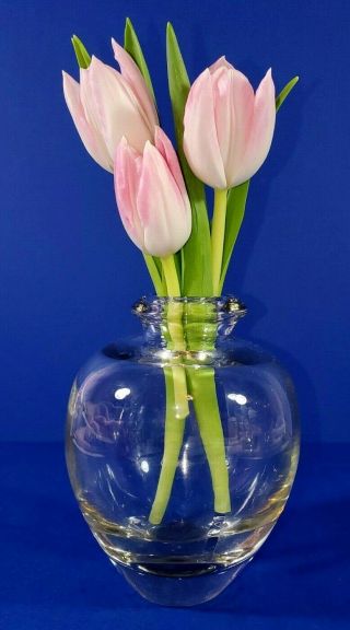 Hand Blown Clear Art Glass Bud Vase - Flawless