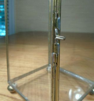 Vintage Small Glass Brass Display Case Box Ball Feet 7 1/4 