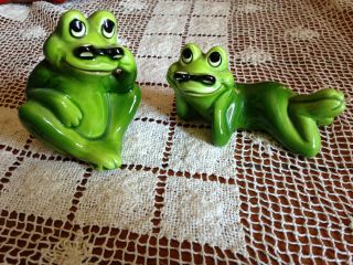 Vintage Norcrest Set Of 2 Frogs With Glasses Figurines Made In Japan