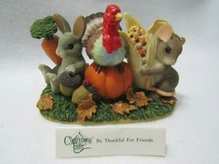 Fitz & Floyd Charming Tails Figurine Be Thankful For Friends 85/500